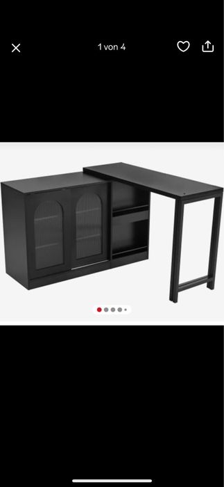 Stół komoda rozkładany czarny z szafką niekompletny