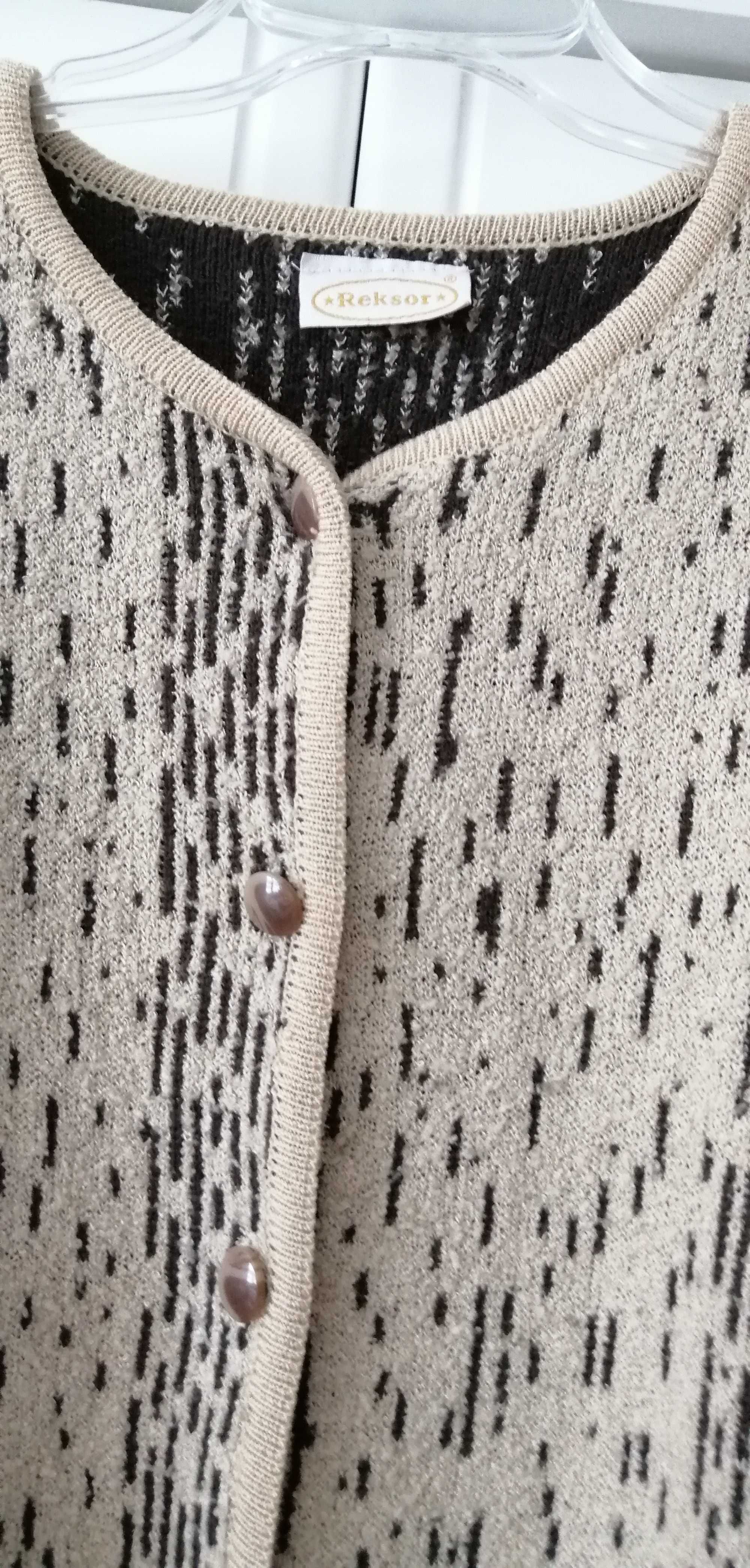 stary gruby beżowy sweter damski kardigan 46 48XXXL vintage cieply