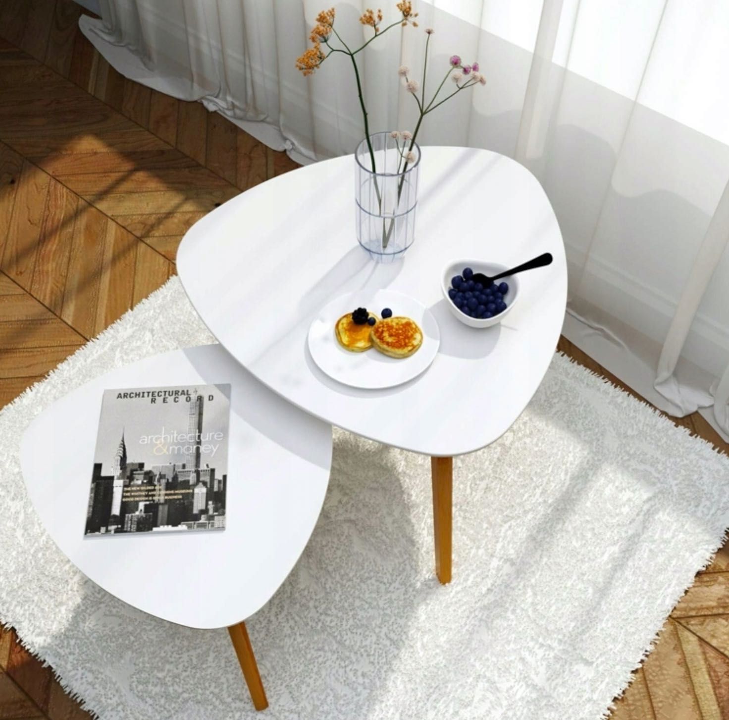 Stolik kawowy pod laptopa ława stół na drewnianych nogach 55 cm OUTLET