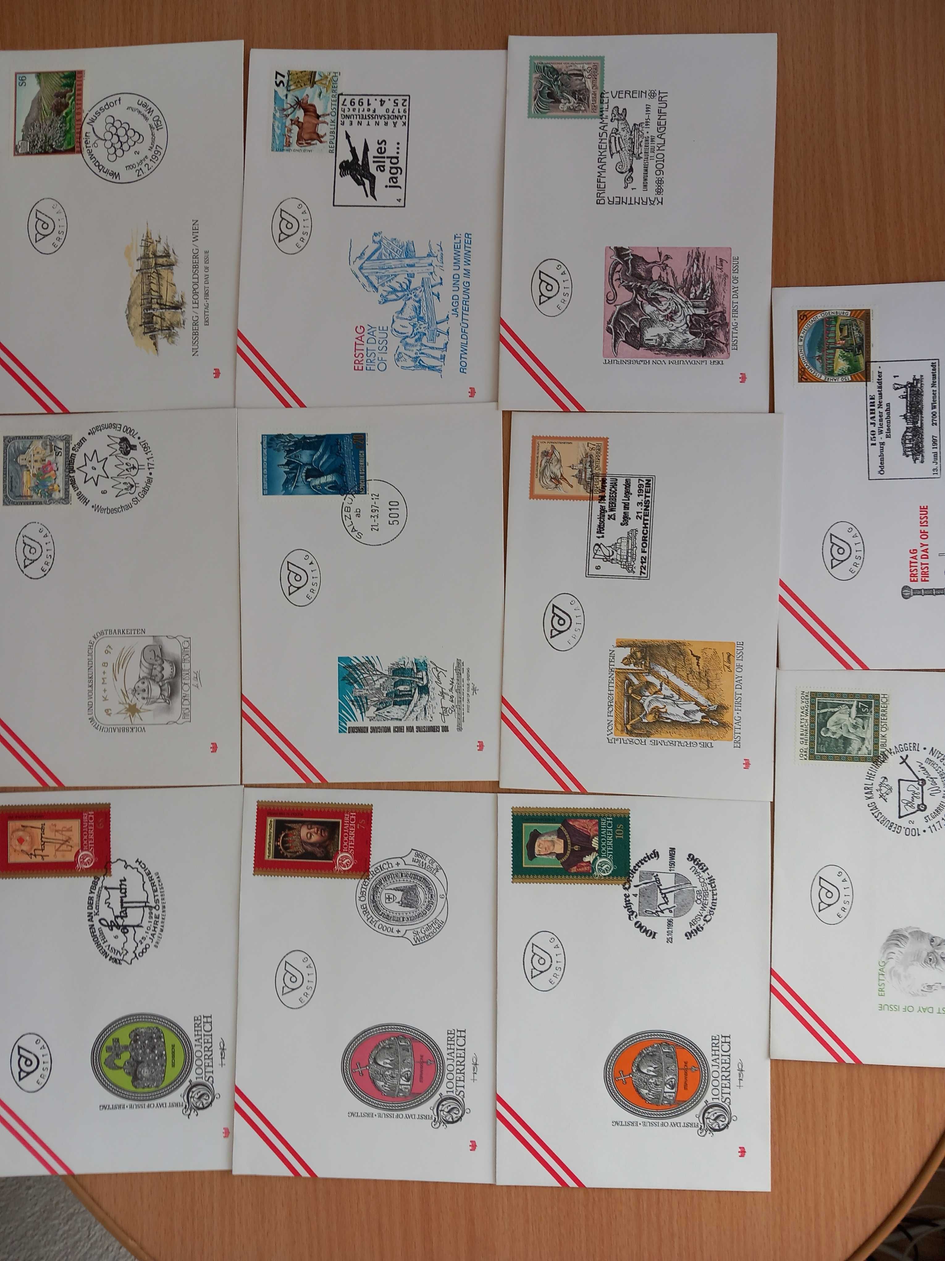 Koperty FDC 50x Austria, 50x Francja