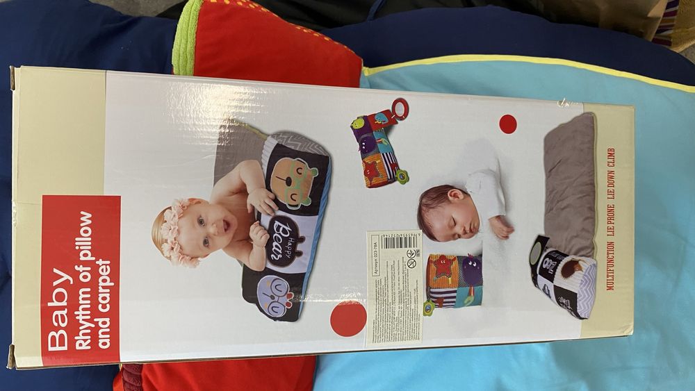 Килимок «Baby Carpet“ з мʼяким валиком для немовлят з ігоровими елемен