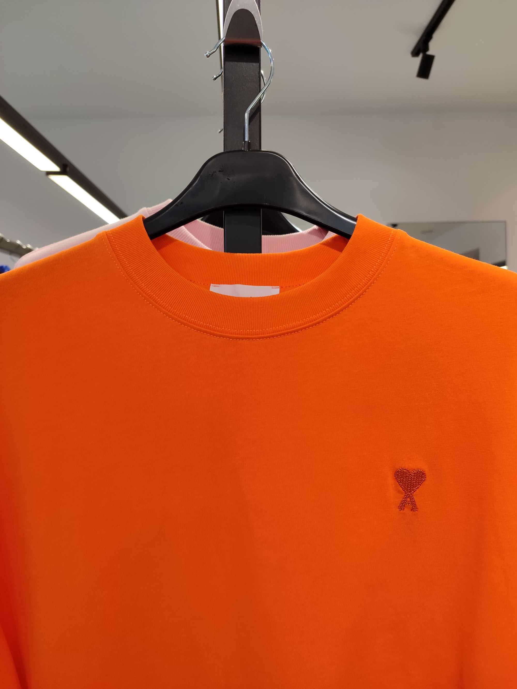 Футболка AMI Paris T-Shirt Tonal Small Ads Orange