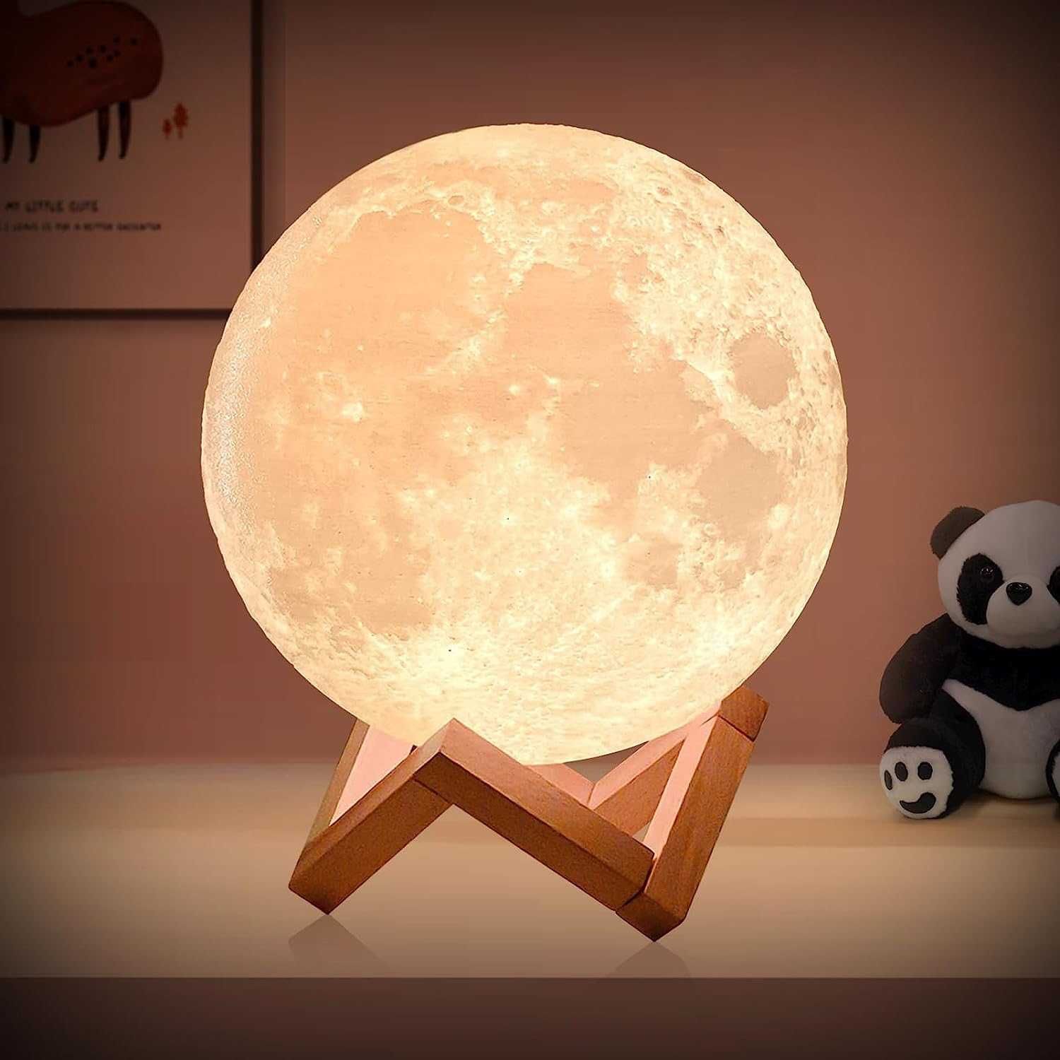 Настільний дитячий світильник нічник Місяць Білий 3D Moon 15 см
