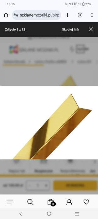 Złoty kontownik do glazury  1cm/1cm/250   20szt.