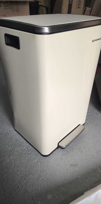 Kosz na śmieci 50L kremowy jedna komora wiadro wewnętrzne WADA