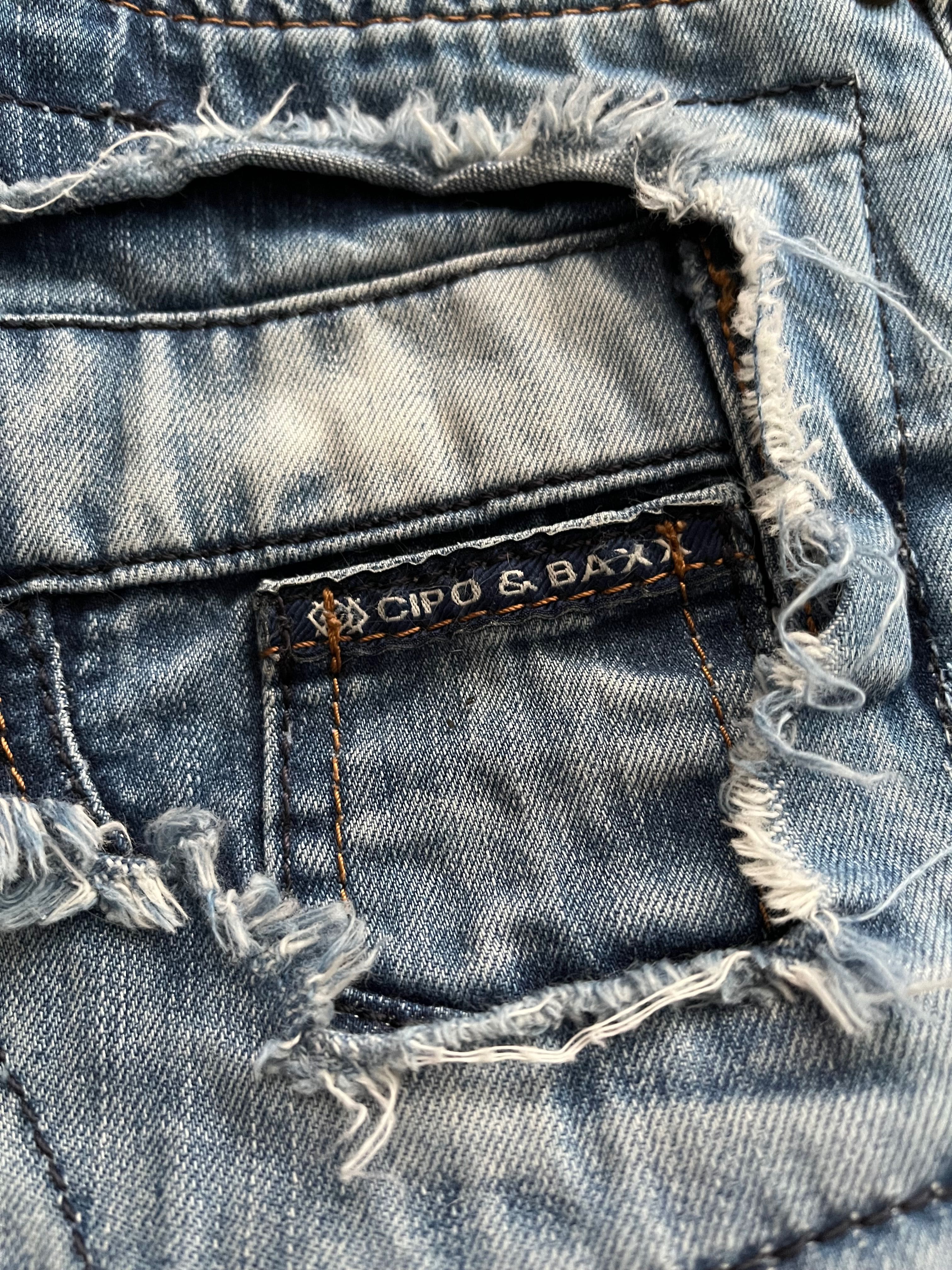 Spodnie męskie jeans Cipo&Baxx  łaty bawełna  W34L34