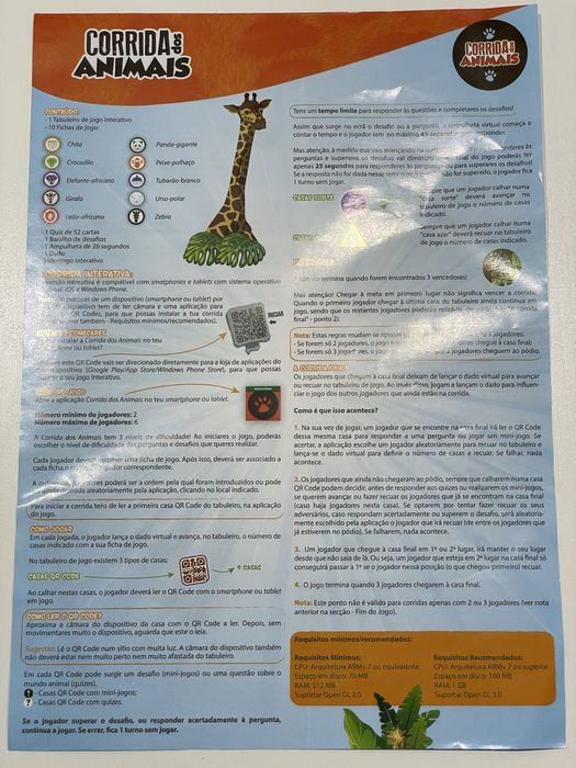 Jogo Corrida dos Animais Science4you