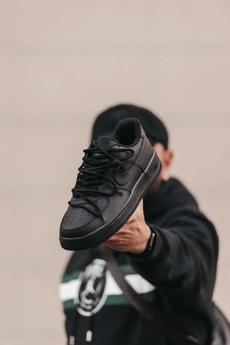 Кросівки Nike Air Force 1 Low Custom Off shoelaces Black premium