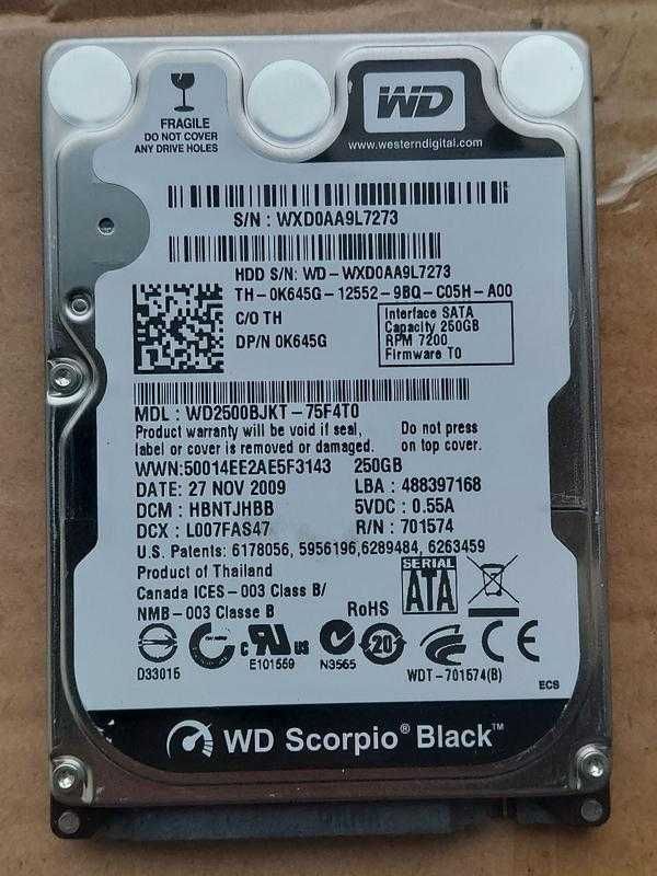 Жорсткий диск Western Digital SATA 2.5 250 Gb