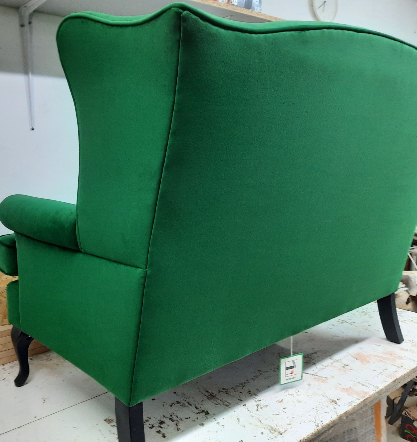 Elegancka Sofa uszak. Butelkowa zieleń