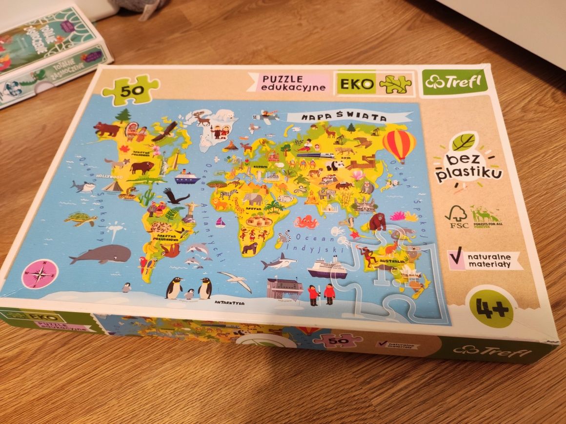Puzzle Edukacyjne mapa świata Trefl 50szt Eko