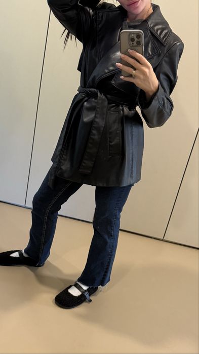 Зара zara шкіряний тренч