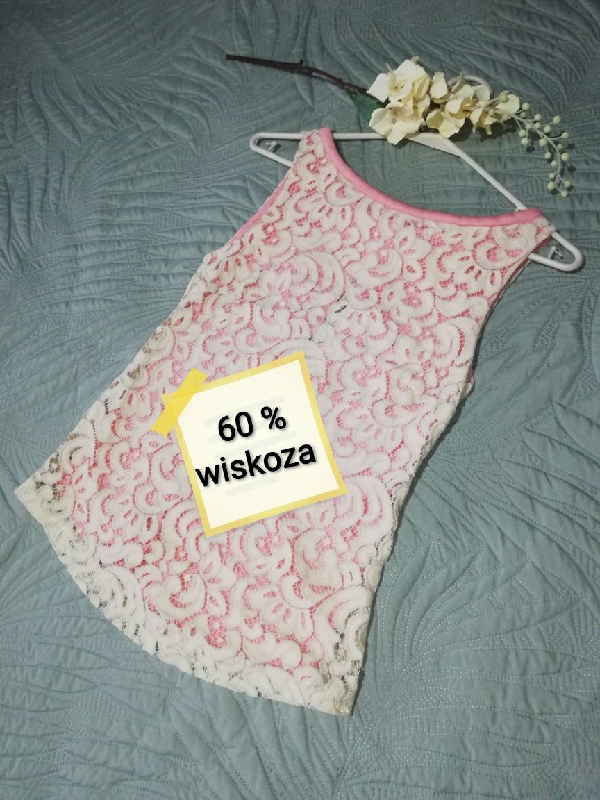 Top różowy kremowa koronka Gustaw xs