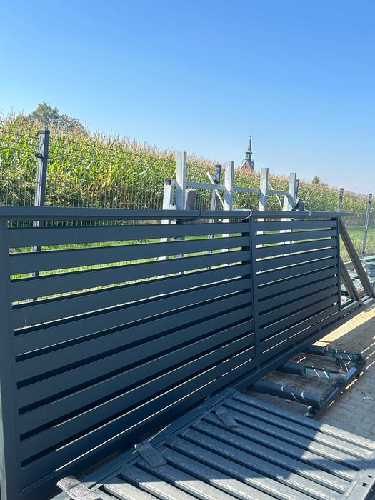 BRAMA ogrodzeniowa PRZESUWNA palisadowa 1,4m x 5m GRAFIT - PROMOCJA