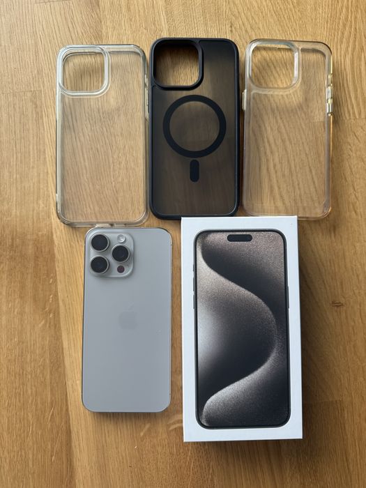 iPhone 15 pro max, 256gb, szary, Natural Titanium
