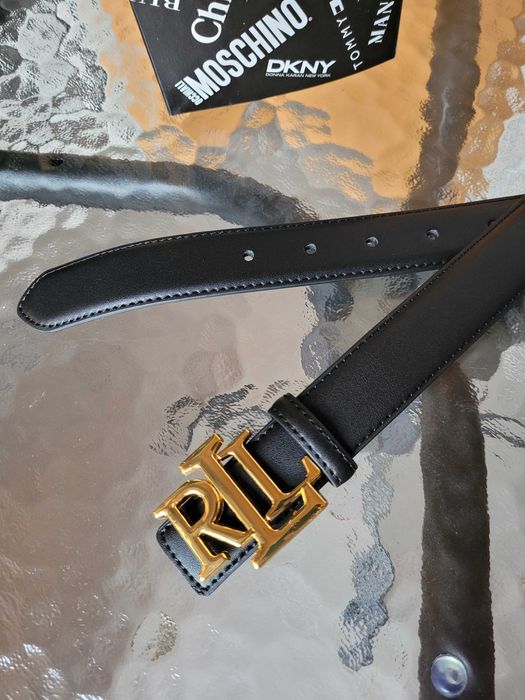 Czarny skórzany damski pasek Lauren Ralph Lauren 105 cm