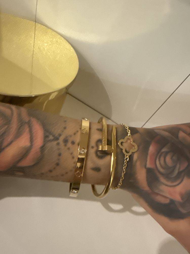 Bransoletki cartier 3 sztuki zestaw love gwozdz koniczynka stal chirur