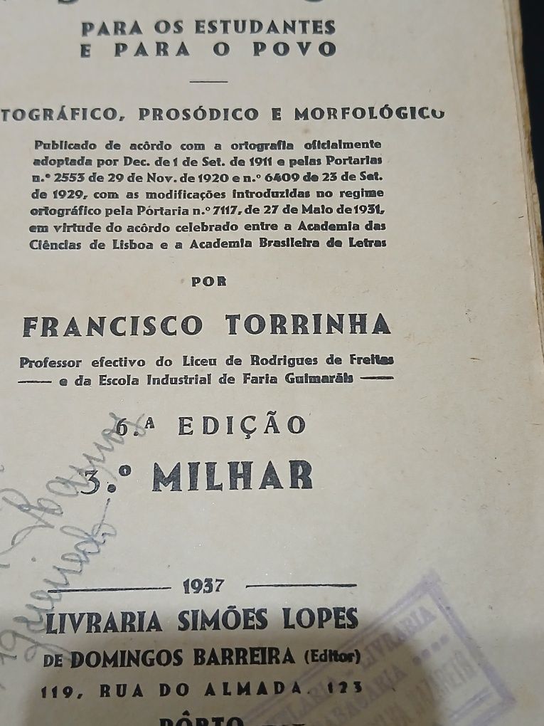 Dicionário antigo de 1937