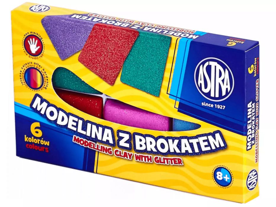 Modelina z brokatem, 6 kolorów