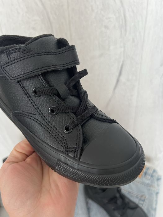 Утеплені хайтопи Converse 26 рр, 16,5-17 см шкіряні чорні на фліс кеди