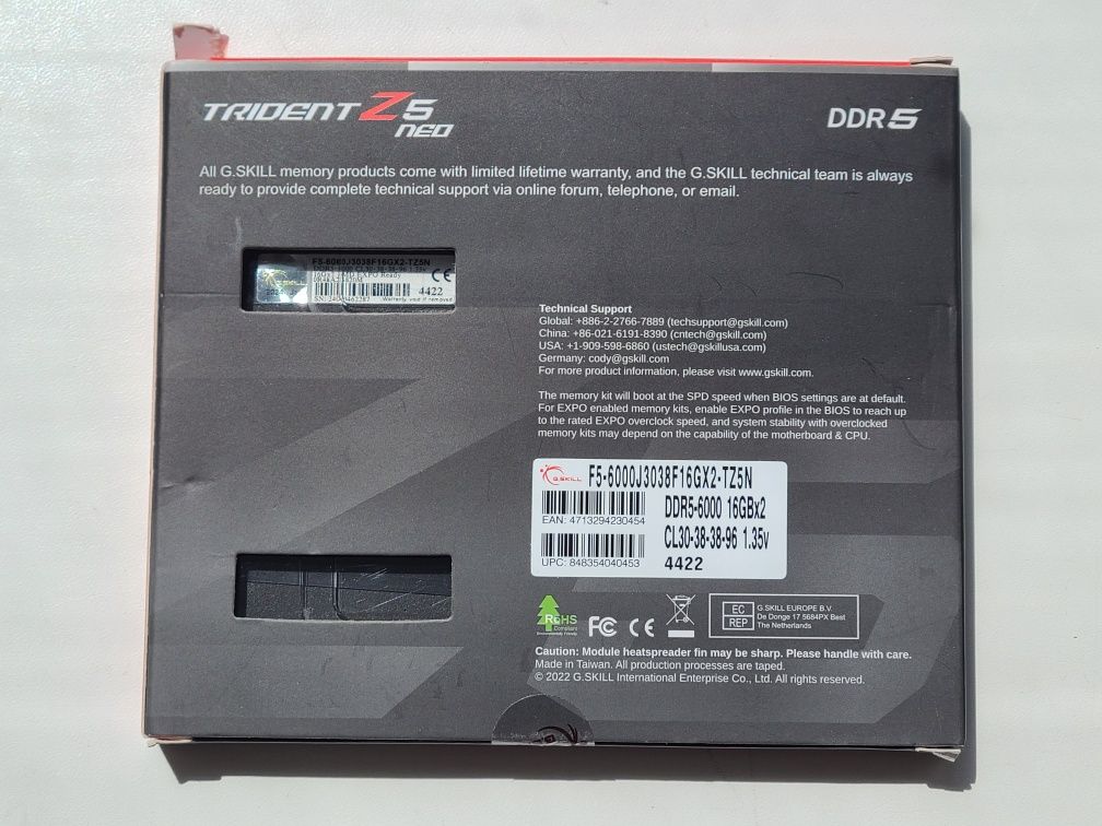 G.Skill DDR5 32GB (2x16GB) 6000Mhz Trident Z5 Neo CL30