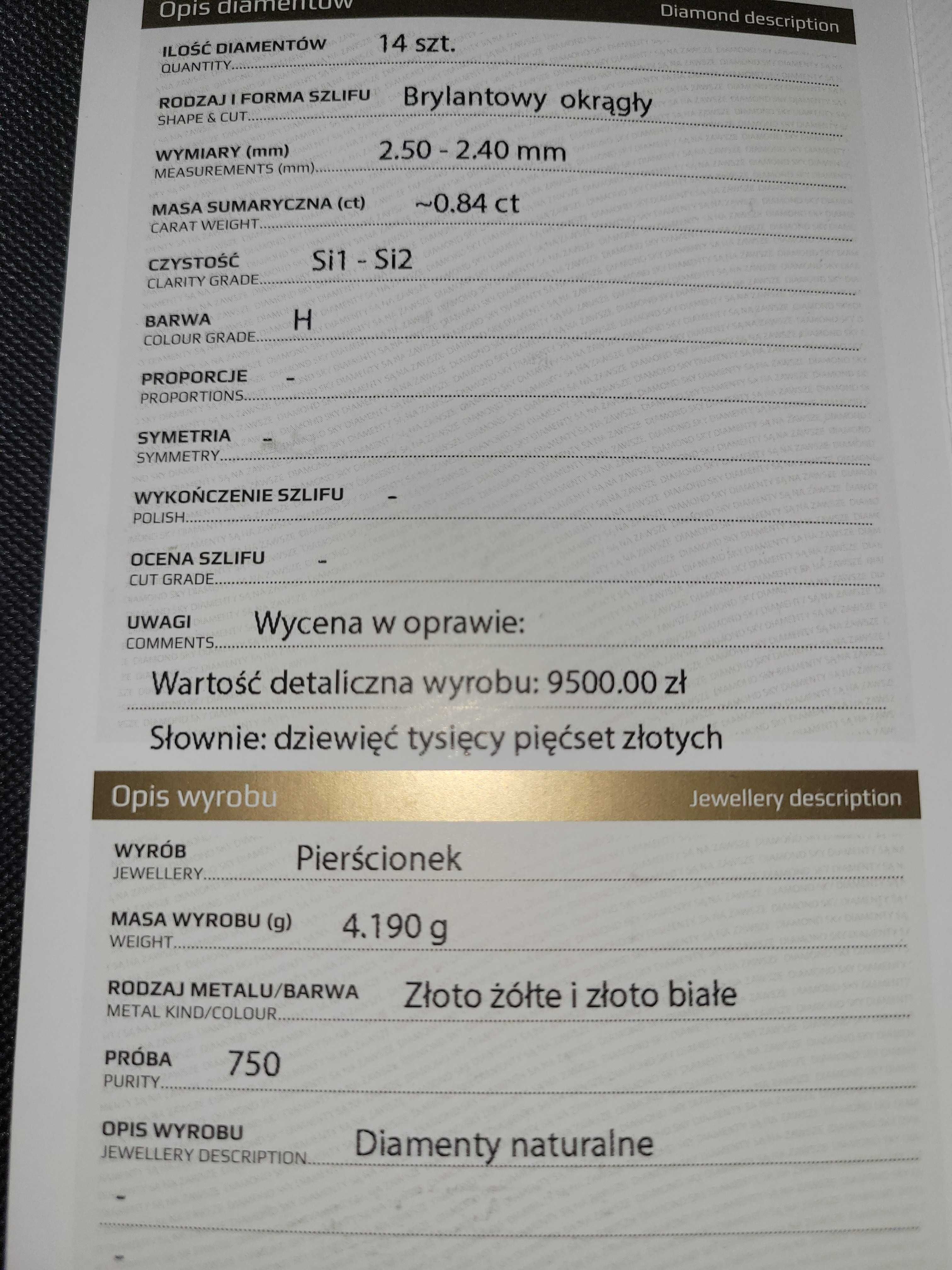 Złoty pierścionek z diamentami p.750 certyfikat - Skup Wrocław -45%