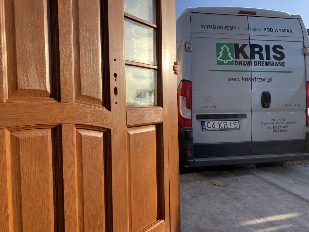 Drzwi zewnętrzne drewniane Amerykańskie montaż cała POLSKA NA WYMIAR