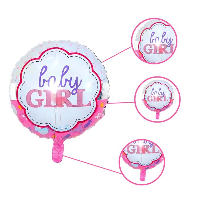 Zestaw 5 Balonów na Baby Shower Bobas Noworodek Dziewczynka Różowy