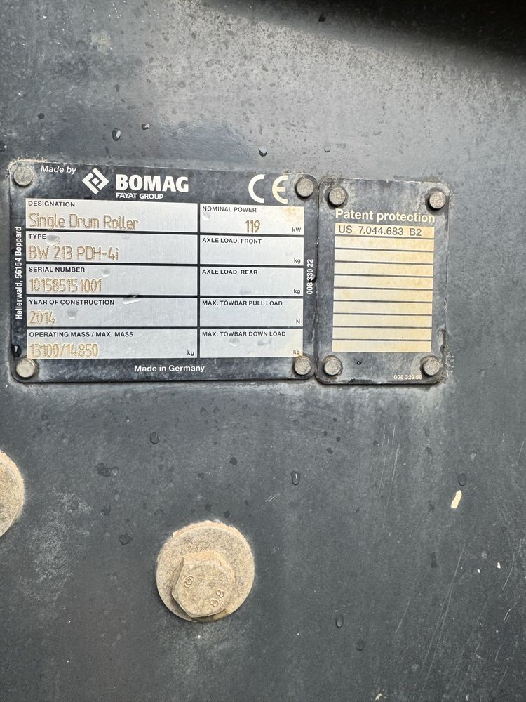 Walec Bomag BW 213 PDH-4i rok 2014 z kolcam, bez AdBlue Hamm/Dynapac.