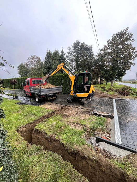 Usługi mini koparką 3T/ Prace ziemne/Brukarstwo/Instalacje/Ogrodzenia