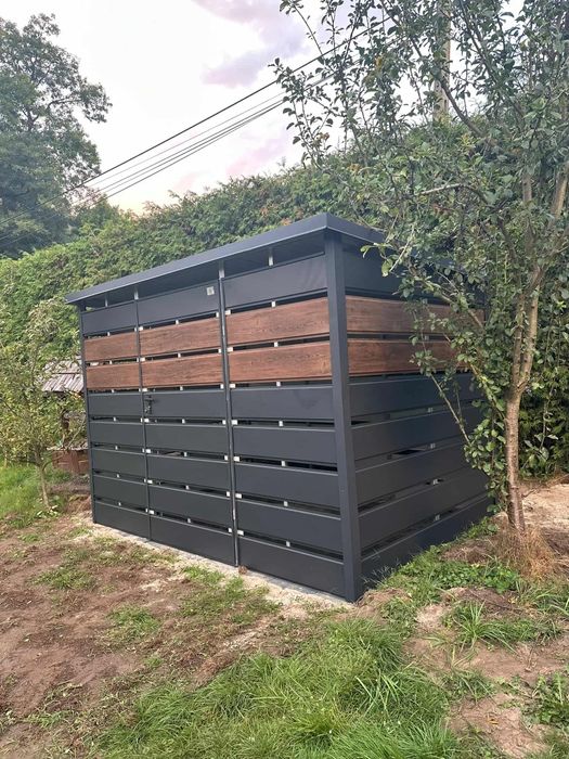 Wiata na śmieci. Pomieszczenie na śmieci. Wiatka śmietnikowa.