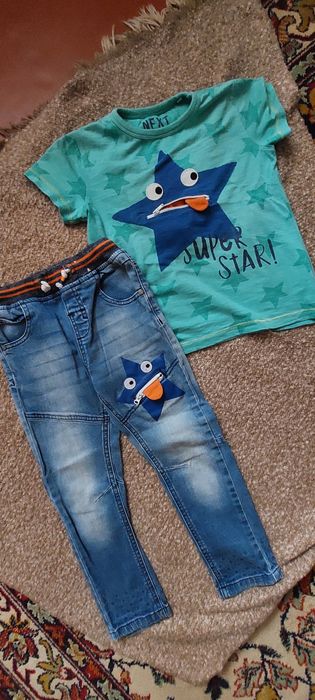 Джинсы с футболкой на 3-5лет
