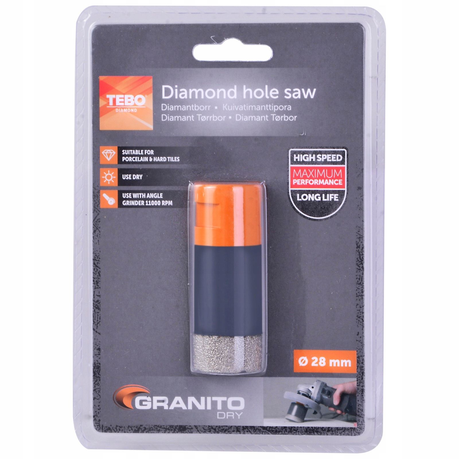 Otwornica Diamentowa Fi 28 Mm Tebo M14 Nasyp 15Mm
