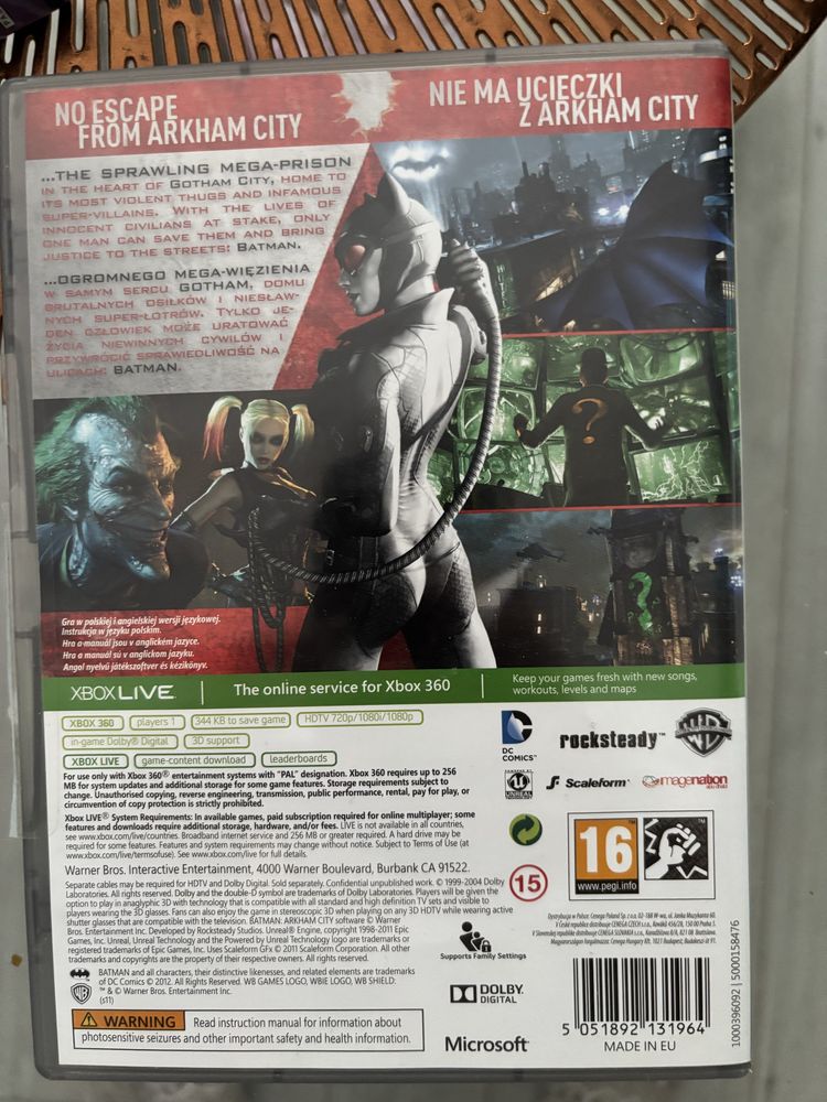 Gra Batman Arkham City oraz Kinect Adventures xbox 360