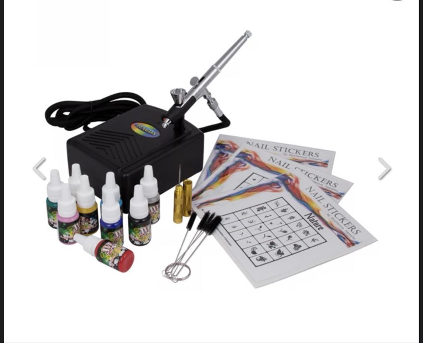 Набір для аерографії Airbrush Nails “STANDART” + фарби та трафарети