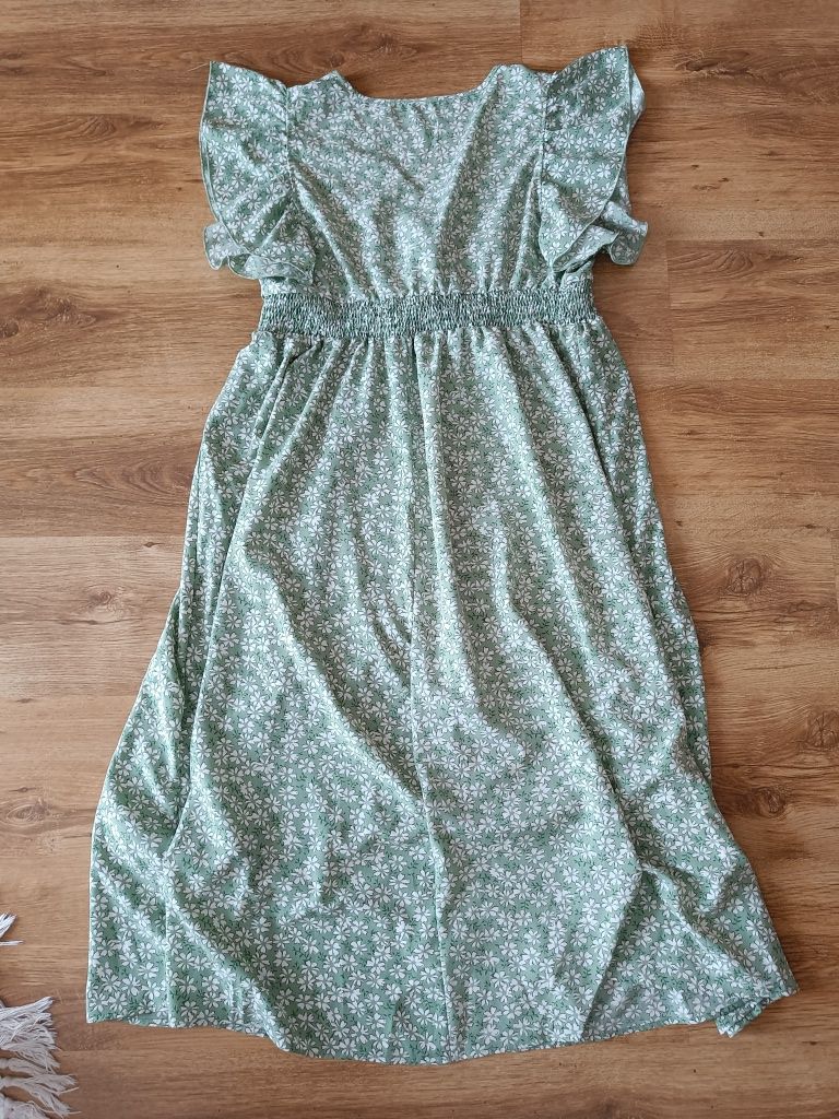 Sukienka damska letnia midi XL XXL Boho kobieca zielona dziewczęca 44