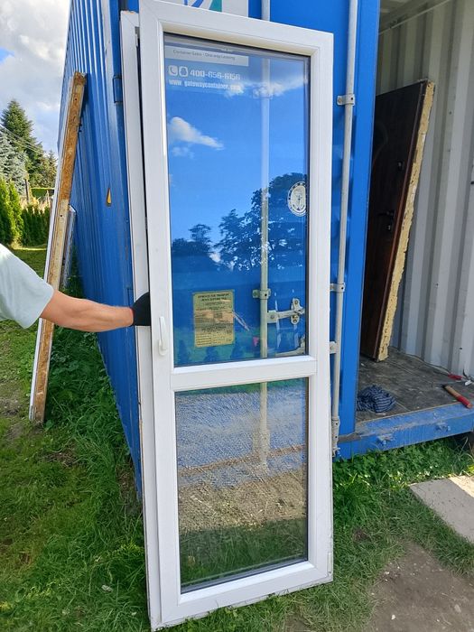 Okno 81x229 balkonowe plastikowe rozwierno uchylne dąb bagienny