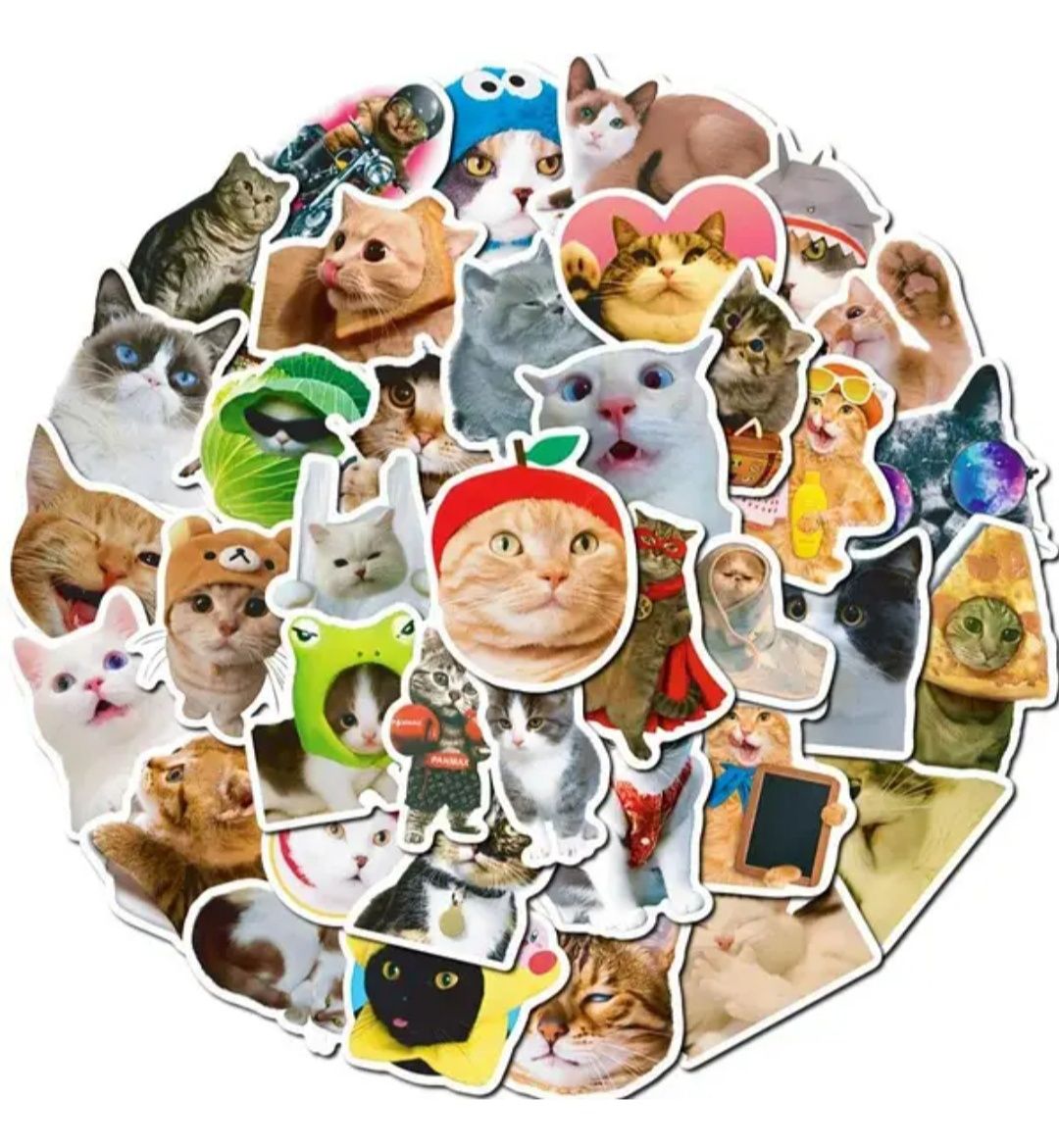 Наклейки стикеры с котами мемами кошки забавные животные
