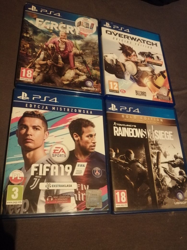 Gry ps4 FIFA 19,farcry 4, overwatch, rainbowsix siege