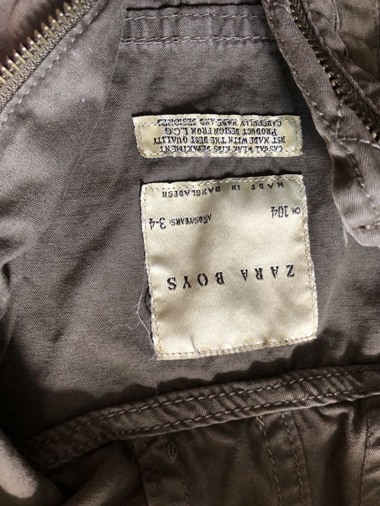 Kurtka zara khaki parka wiatrówka dla chłopca 3/4 lata 104