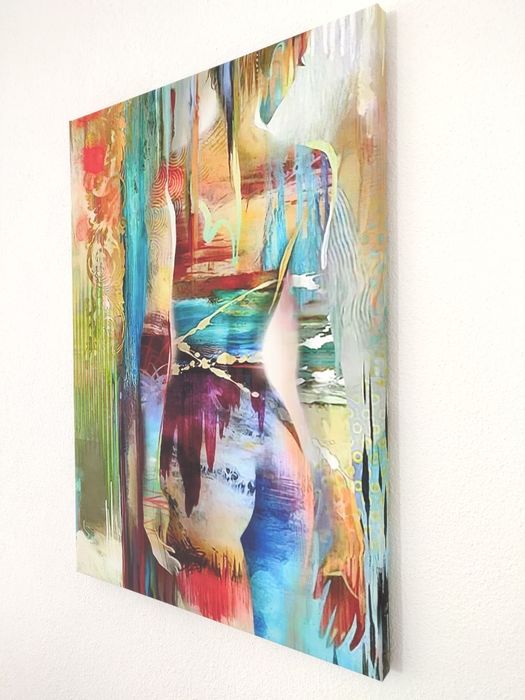 Tela mulher azul amarelo amarelo verde 51x70 (unidade/conjunto)