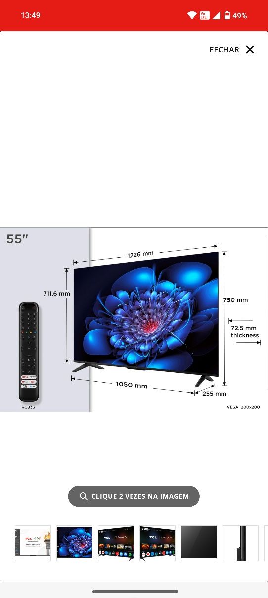 Tv tcl 55 polegadas