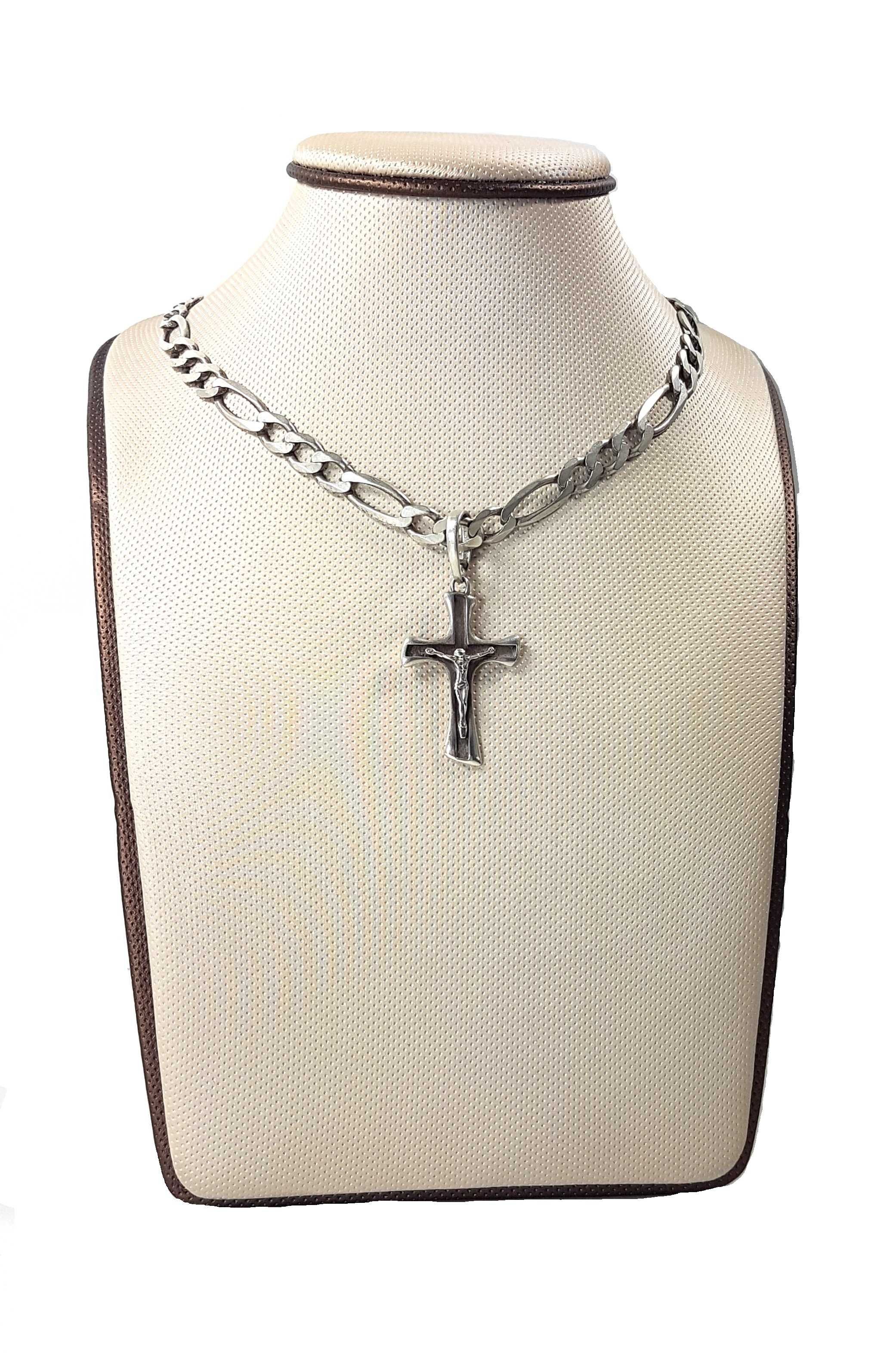 Srebrny Łańcuch z Krzyżem 925 40 GR z Zawieszką 66CM