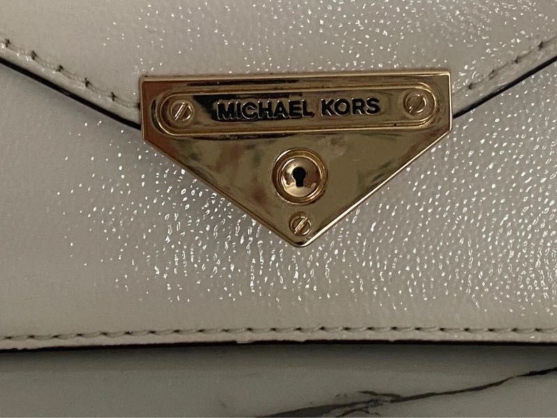Michael Kors torebka skorzana kopertowka biala leather bag