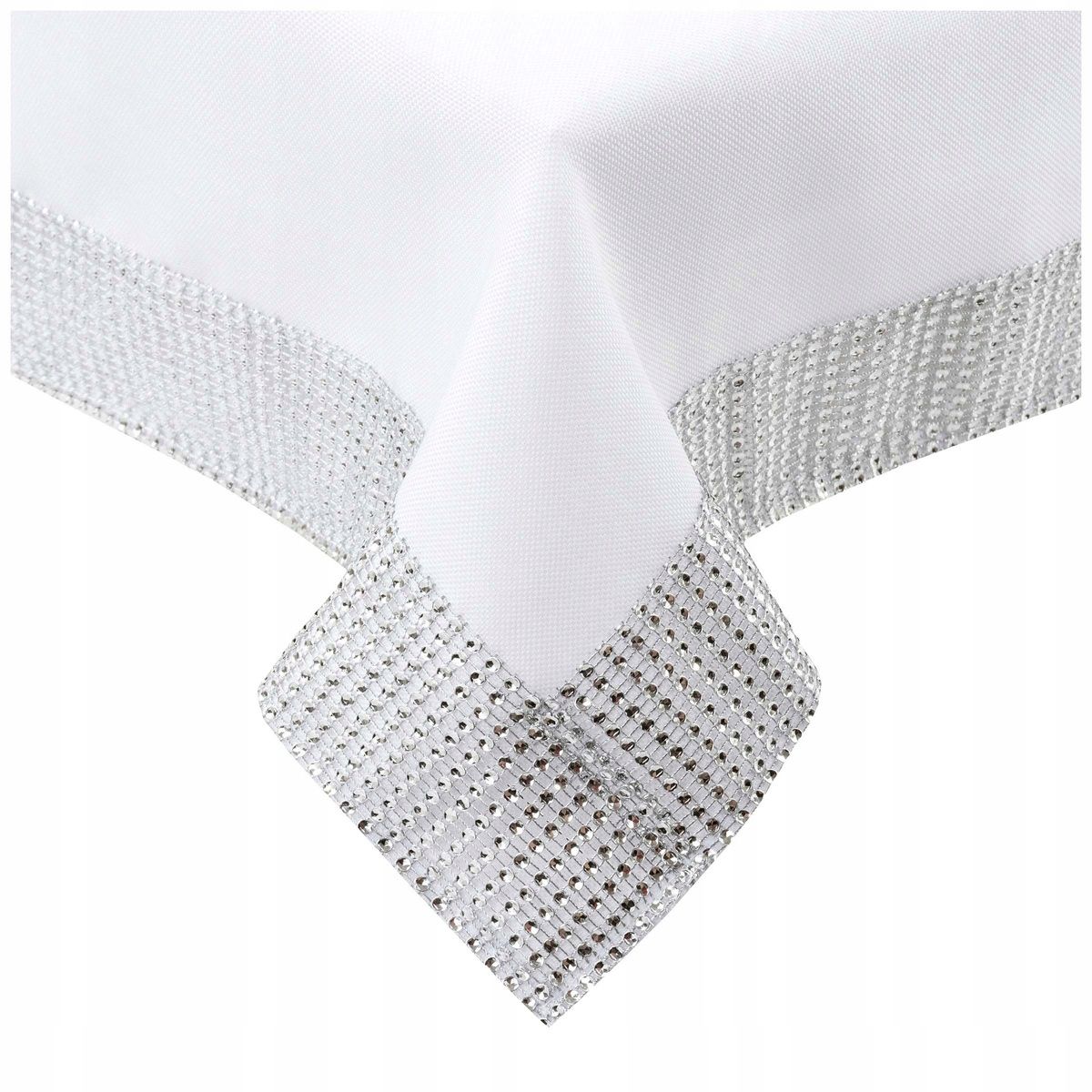 Obrus Plamoodporny na Stół Elegancki Diament Biały 130x180