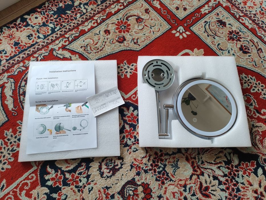 Lusterko lustro kosmetyczne powiększenie USB podświetlenie na ścianę