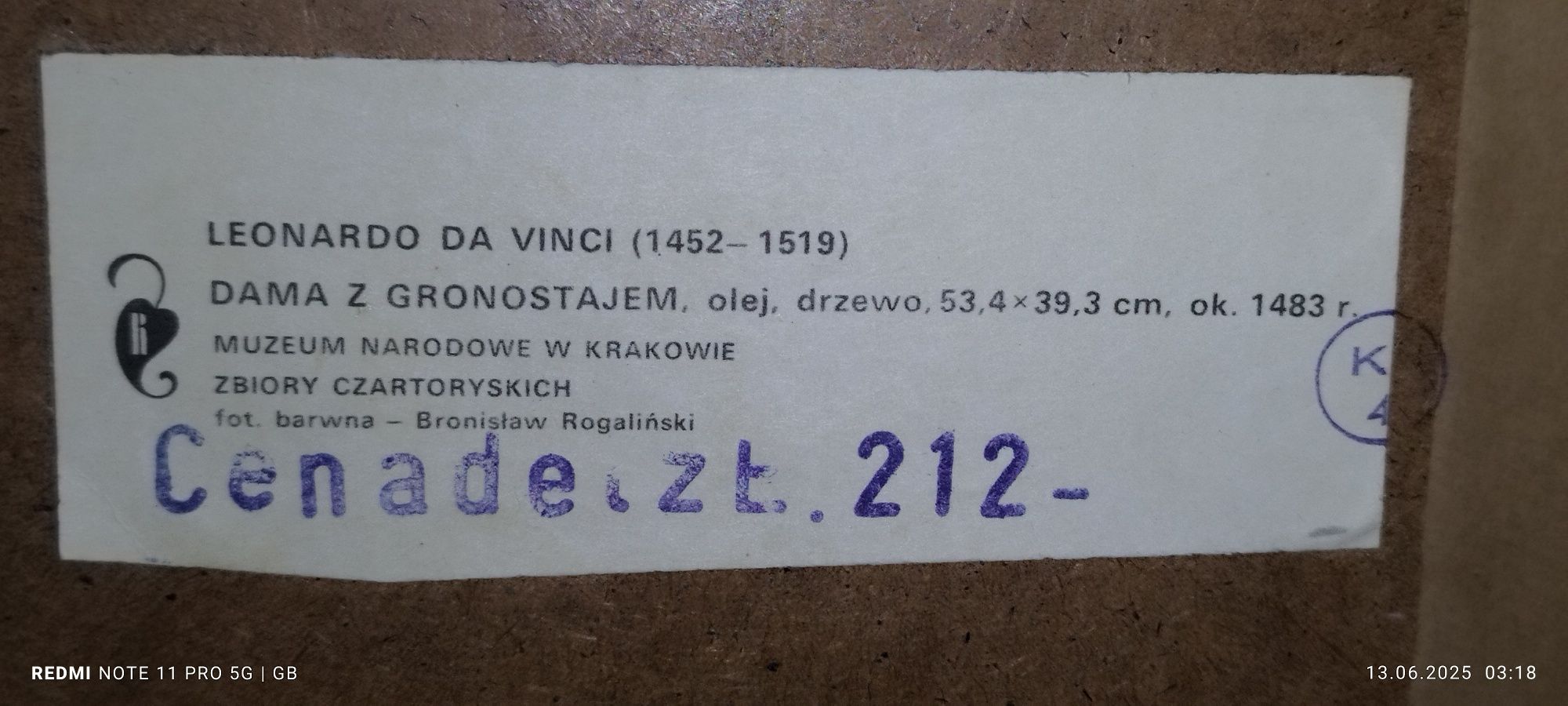 Sprzedam stary obraz z czasów prl-u dama z gronostajem
