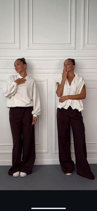 М Л новые с бирками Палаццо брюки шоколадный цвет широкие wide leg