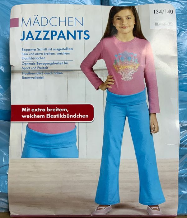 Spodnie dziewczęce dzwony bawełna niebieskie i różowe