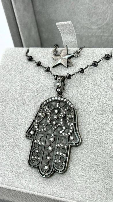 Кольє Хамса  Біле золото, чорний родій